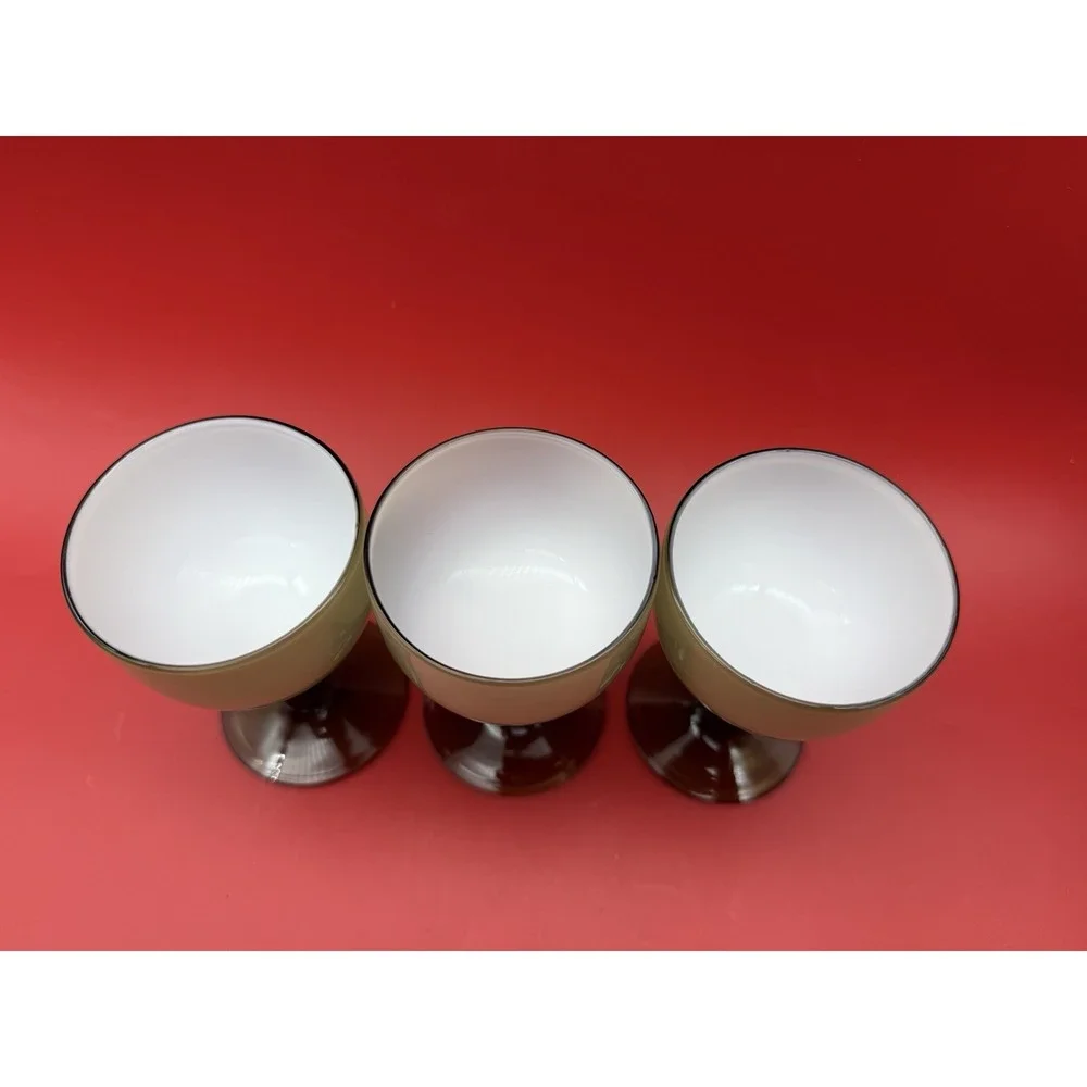 3 Vtg Carlo Moretti Smoke Taupe Cased MCM Cordial Liquor Glasses Murano 4.25